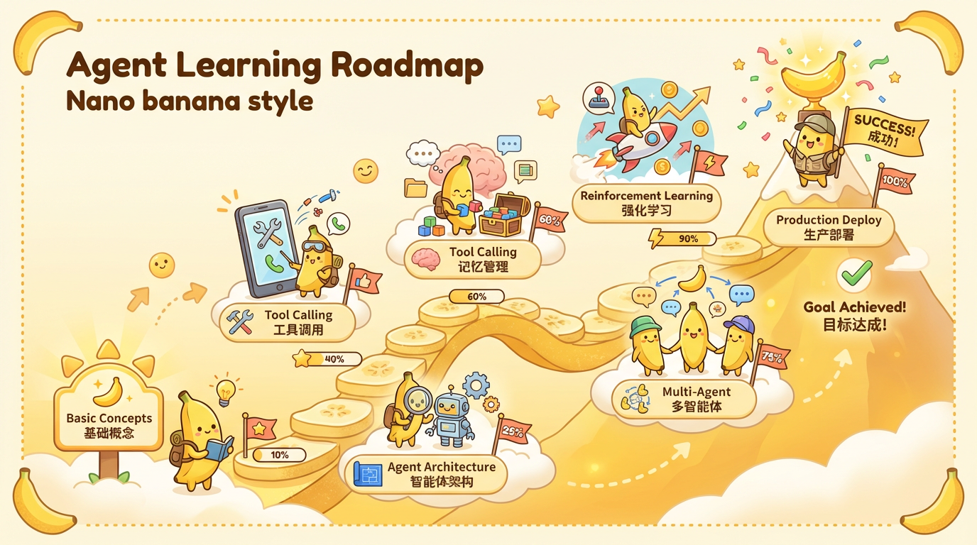 Agent Learning Roadmap - Nano Banana Style
